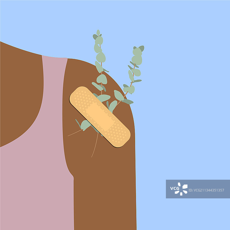 贴在人肩上的花朵创可贴图片素材