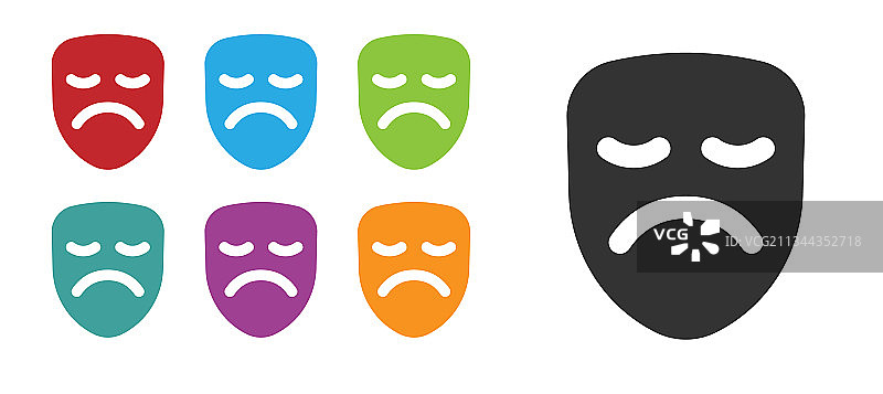 黑色戏剧面具图标（白色背景）图片素材