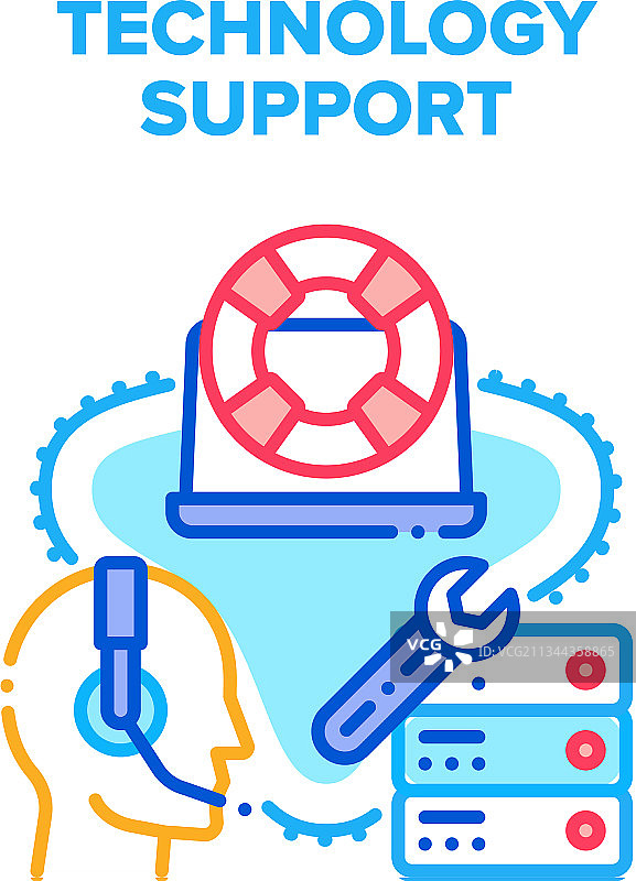 科技支持协助概念颜色图片素材