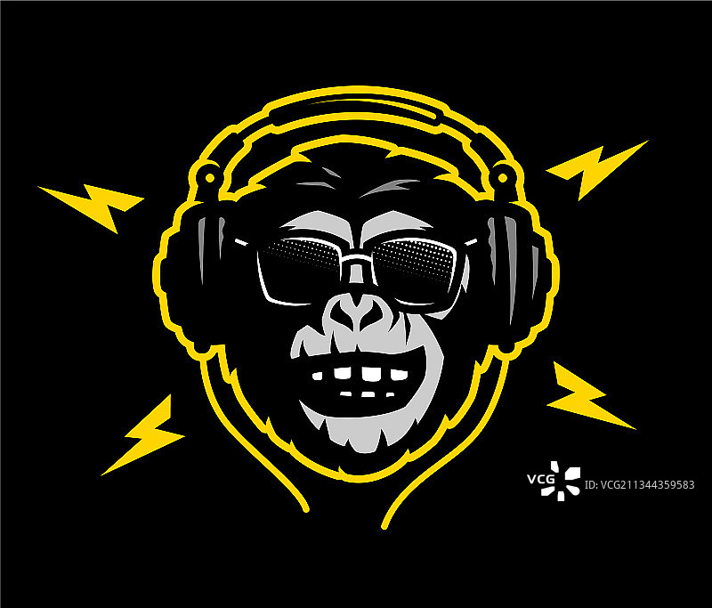 戴耳机和太阳镜的猴头图片素材