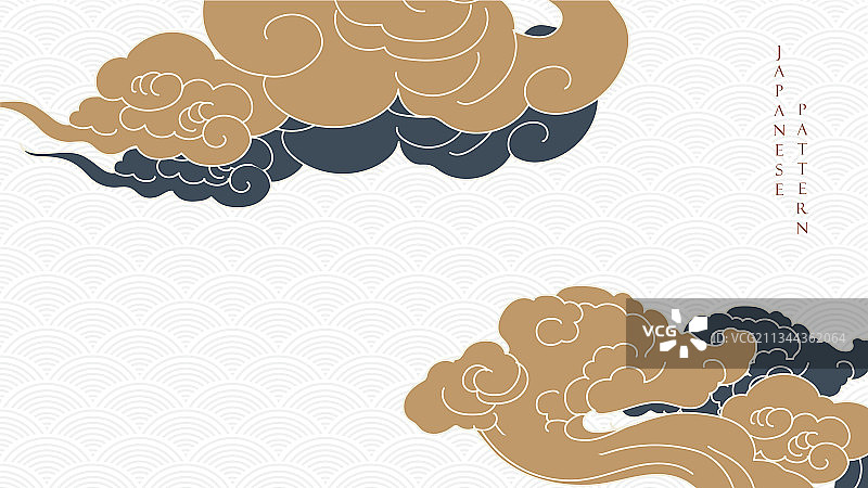 具有中国祥云装饰的日式背景图片素材
