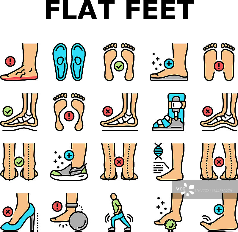 扁平足疾病系列图标图片素材