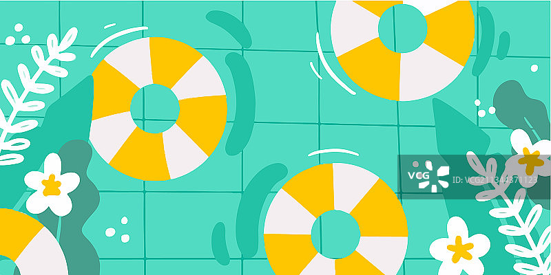 清爽泳池派对涂鸦图片素材