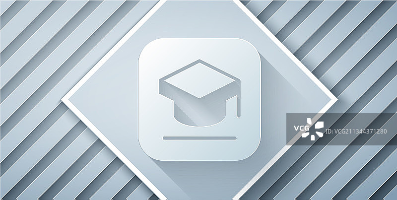 灰色背景上的剪纸毕业帽图标图片素材