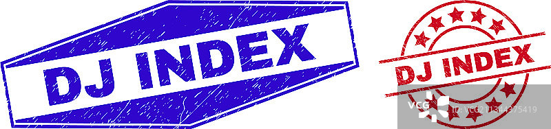 圆形和六边形DJ索引做旧印章图片素材