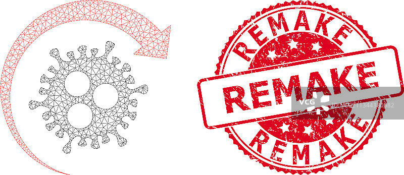 划痕重制圆形印章和网格2D图片素材