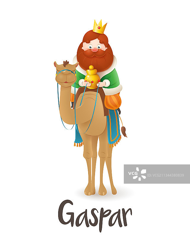 东方三博士之一贤士加斯帕在骆驼上庆祝主显节图片素材