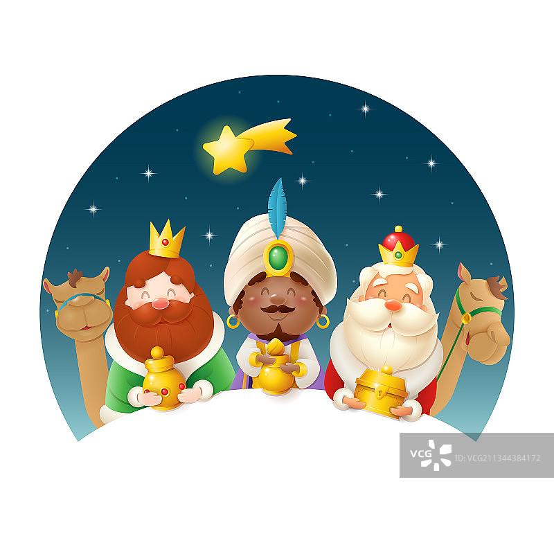 三王来朝庆祝主显节——可爱风格图片素材