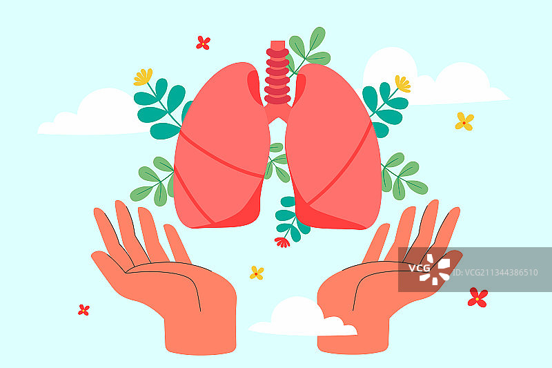 呵护肺健康矢量插画图片素材