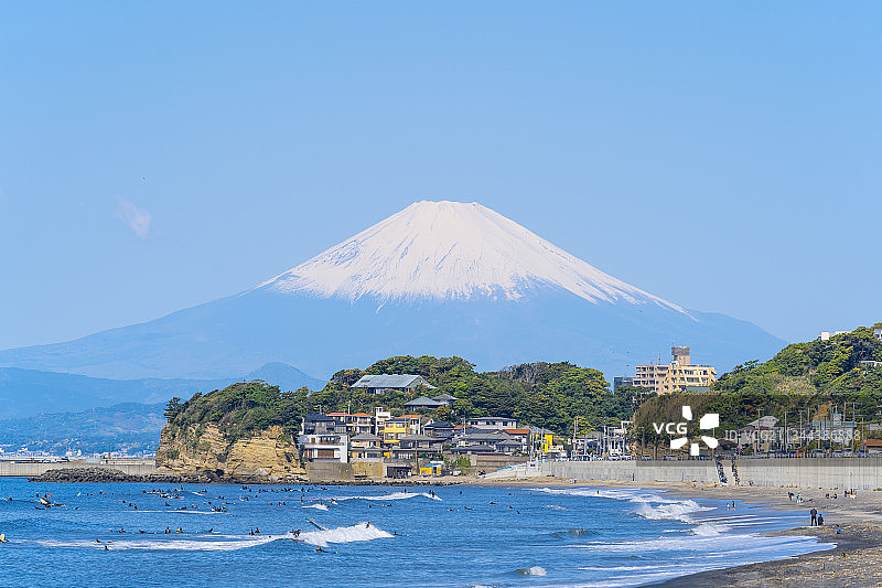 Japan MountFuji 镰仓海边的富士山图片素材