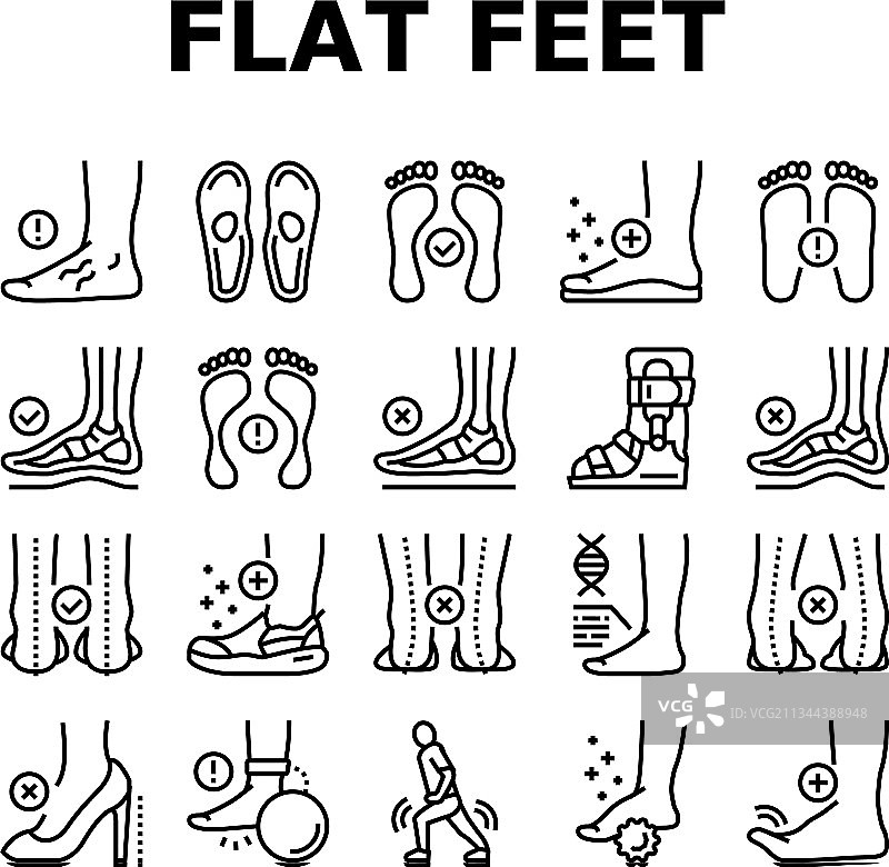 扁平足疾病系列图标图片素材