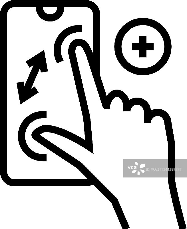 手机屏幕放大手势线性图标图片素材