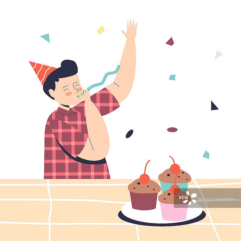 参加儿童聚会的快乐学龄前男孩图片素材