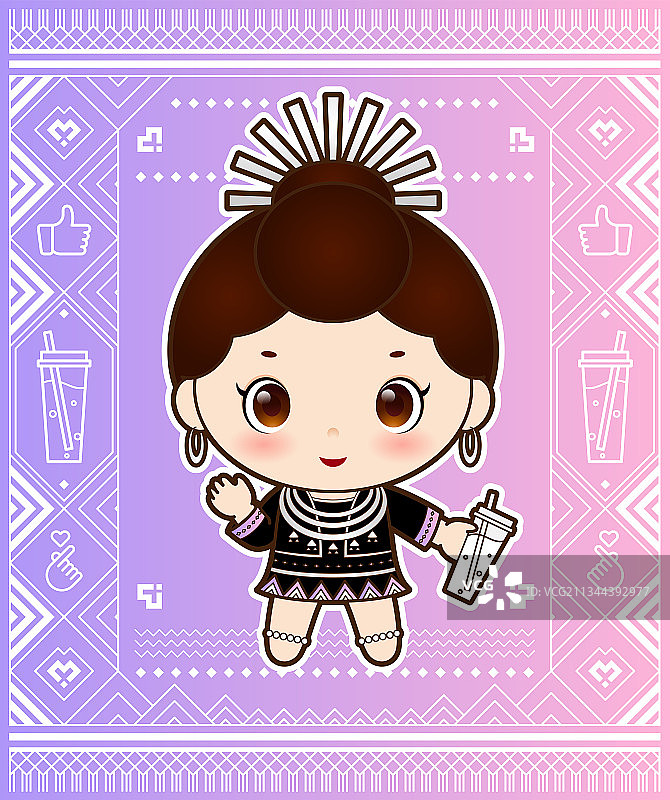 黎妹奶茶店卡通插画图片素材