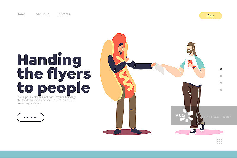 向人们派发宣传单概念落地页图片素材