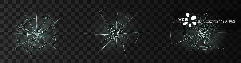 带孔的逼真碎玻璃图片素材