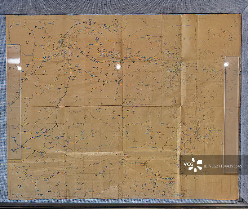 中国共产党，革命文物，红军和解放军用的作战地图，浙江省博物馆图片素材