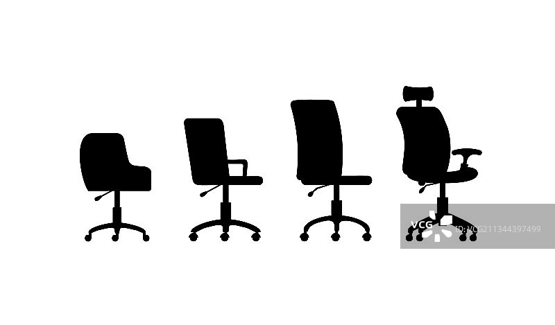 一组黑色办公椅剪影图片素材