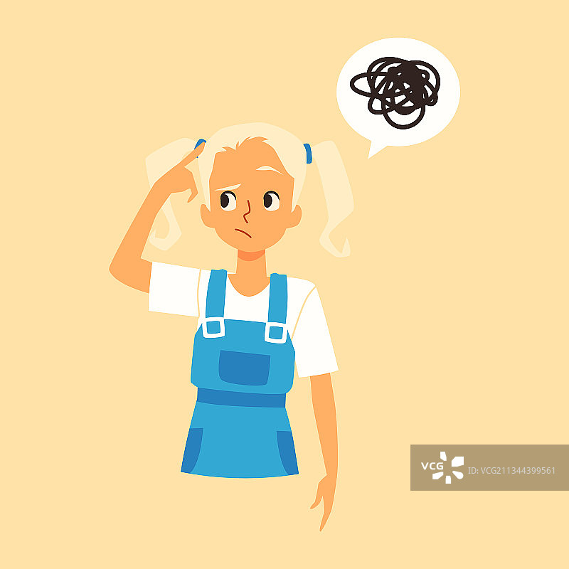 困惑的女孩思考解决图片素材