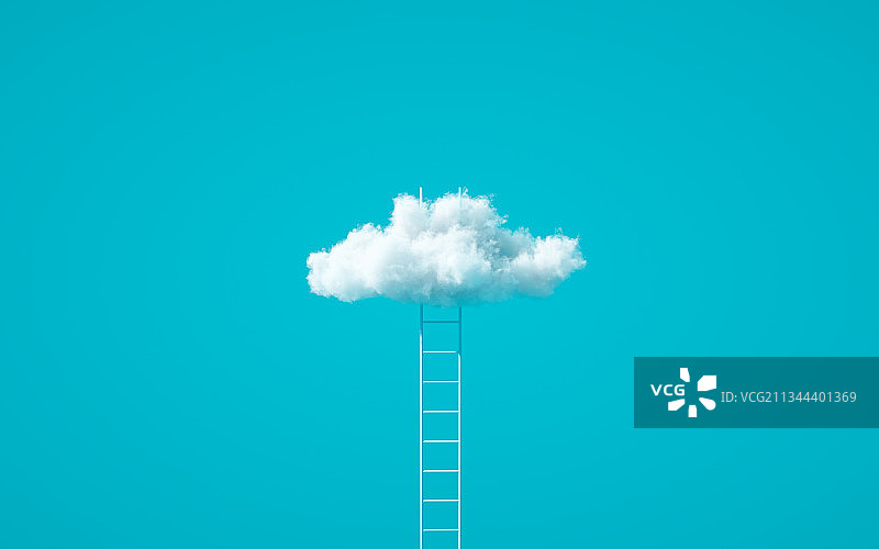 白云梯子三维图形背景图片素材