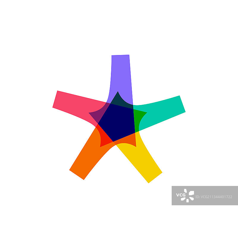 星号标志重叠彩色图标图片素材