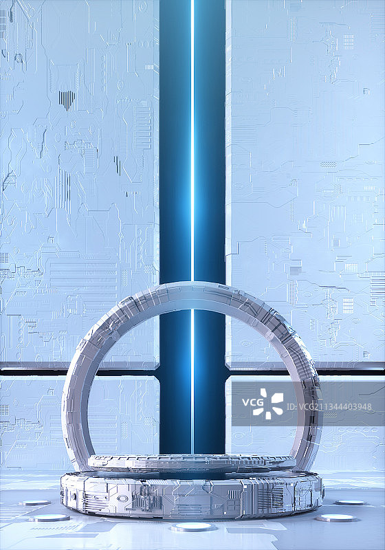 3D渲染的科幻灯光展台图片素材