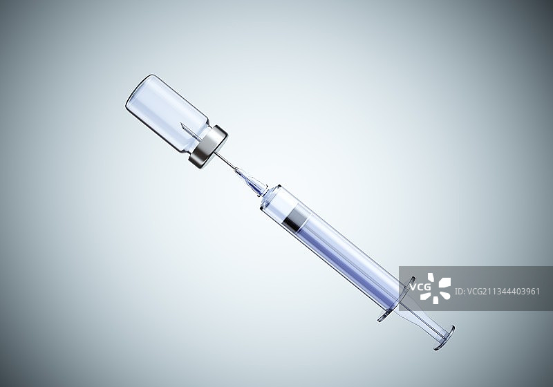 3D渲染的医用玻璃瓶与注射器图片素材