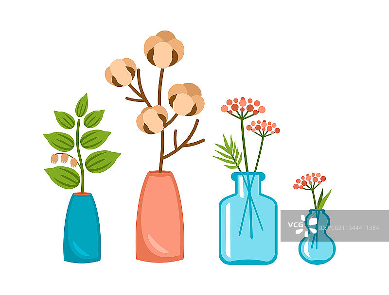 斯堪的纳维亚植物枝装饰花瓶图片素材