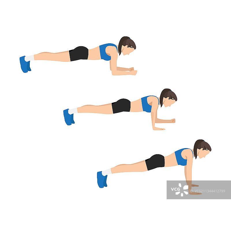 进行平板支撑行走的女人图片素材