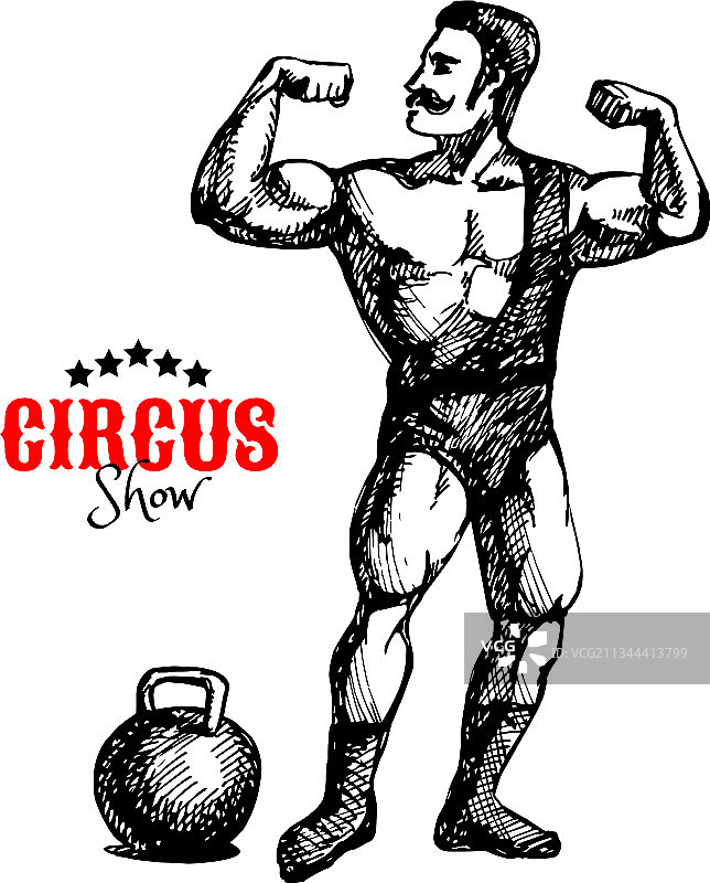 手绘复古马戏团banner草图图片素材