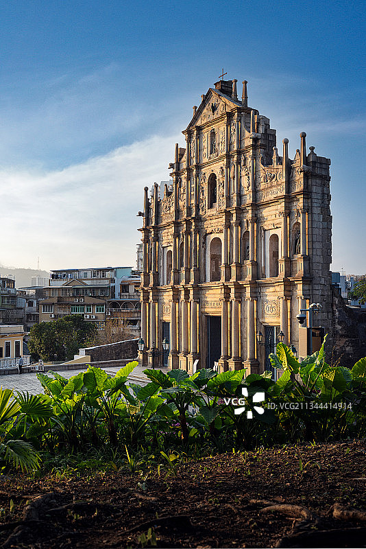 中国澳门特别行政区大三巴牌坊傍晚图片素材