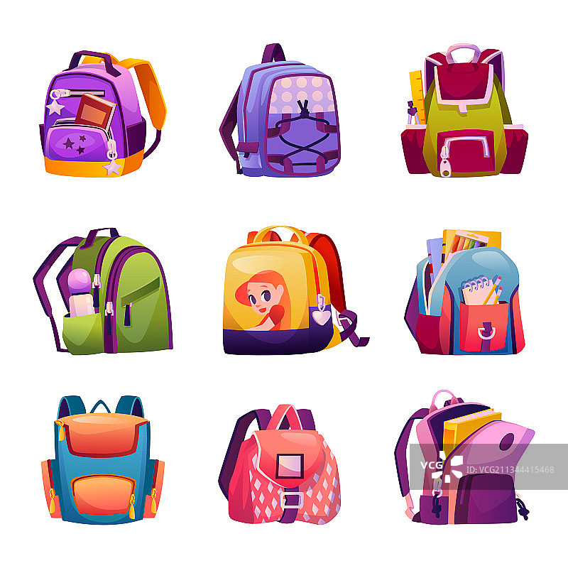 书包背包，学生用品帆布背包图片素材