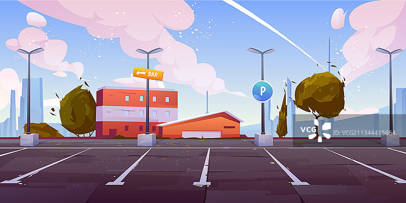 卡通城市停车场空位图片素材