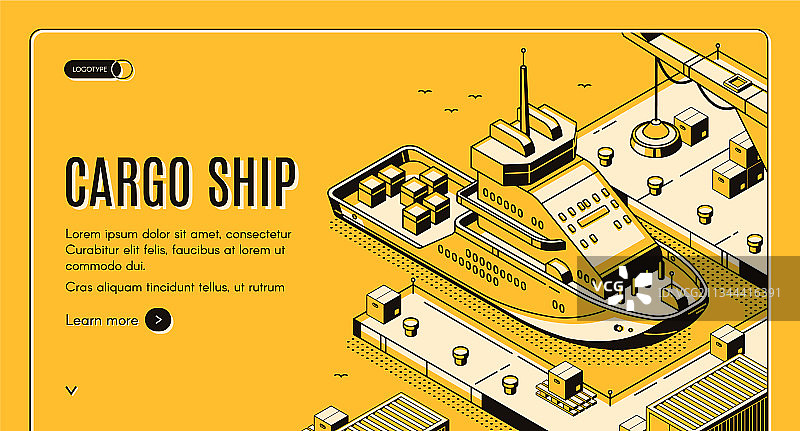 货船运输物流2.5D示意图图片素材