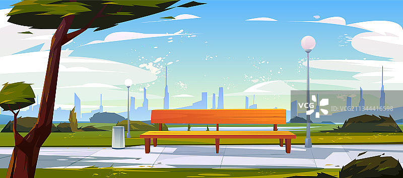 夏季公园长椅城市景观图片素材