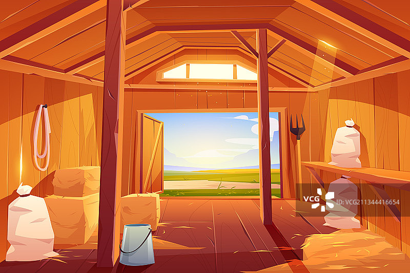 农场谷仓房屋内部空旷的牧场内景图片素材