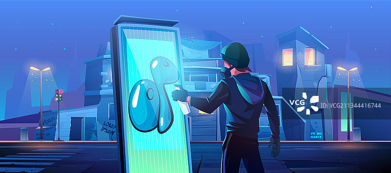 贫民窟的涂鸦绘画：破坏行为或个人爱好图片素材