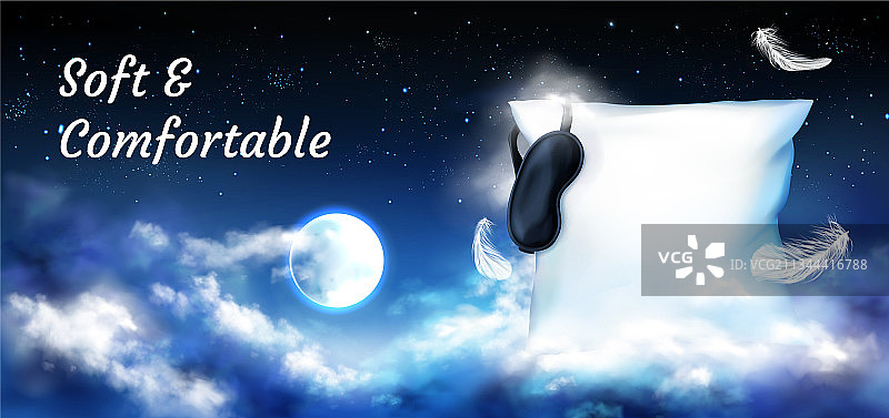 满月夜空中的眼罩枕头图片素材