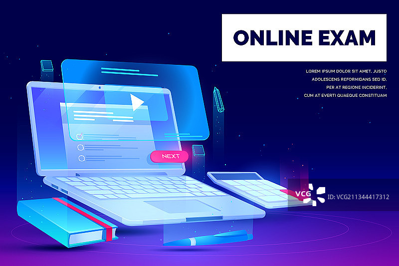 在线考试远程教育着陆页banner图片素材