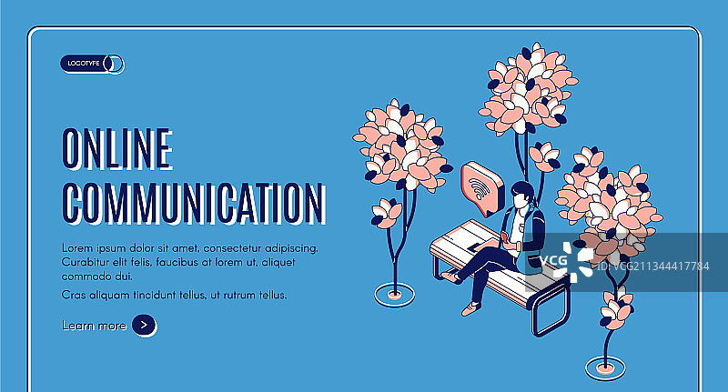 在线交流2.5D着陆页banner图片素材
