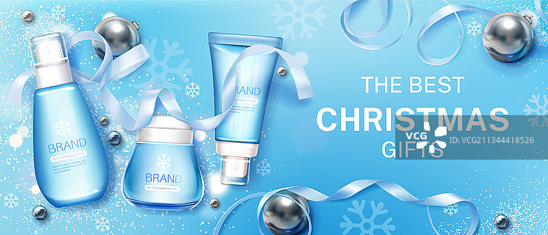 冬季化妆品圣诞礼物样机banner图片素材