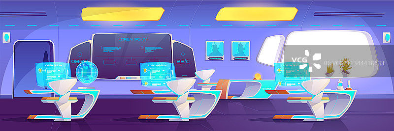 配备未来学习用品的现代教室图片素材