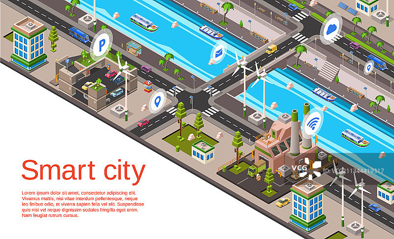 2.5D智能城市概念图片素材