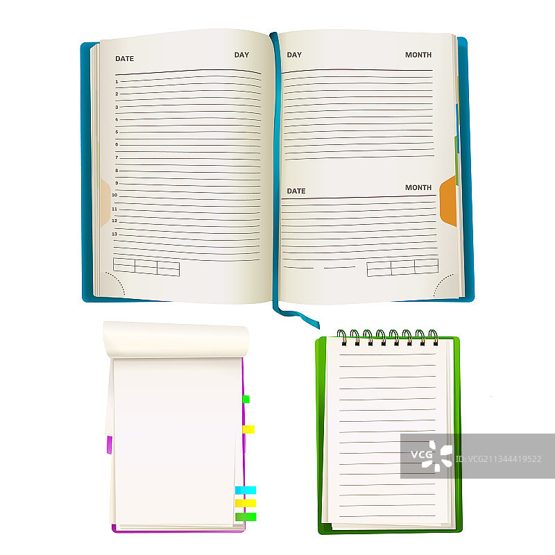 卡通记事本和笔记本套装图片素材