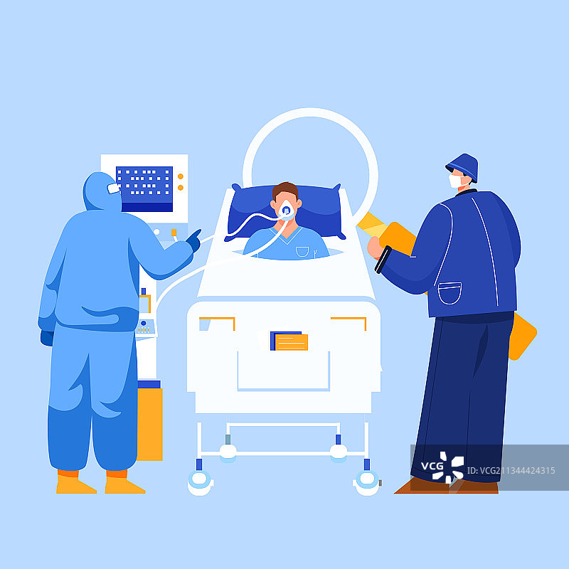 卡通疾病治疗医院医生诊断人民群众全身体检住院医疗健康矢量插画图片素材