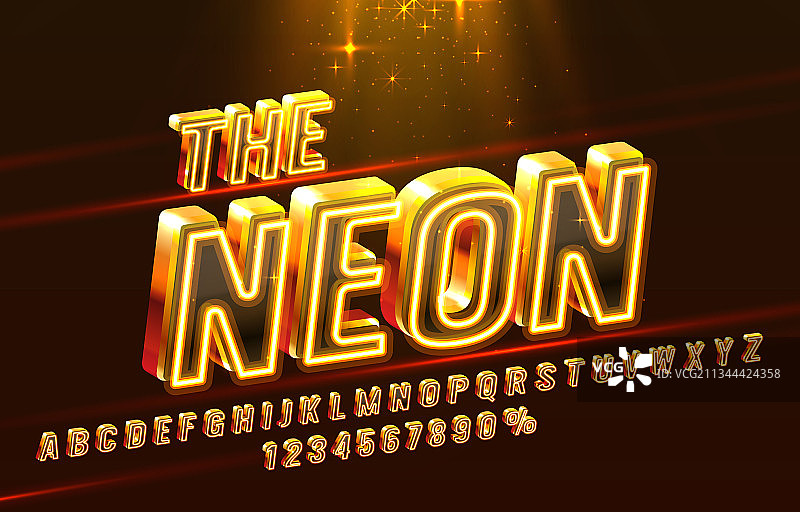 霓虹字体字母和数字集合图片素材