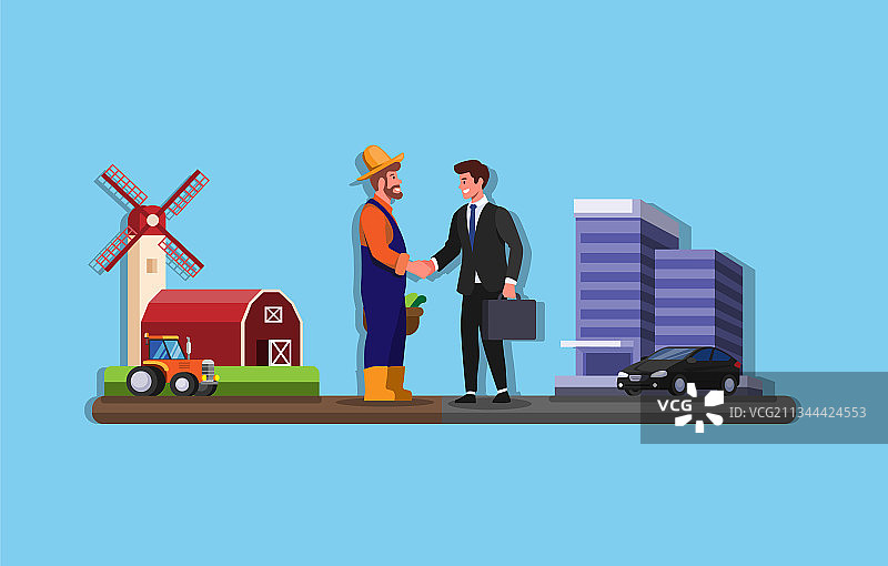 农民和商人握手图片素材