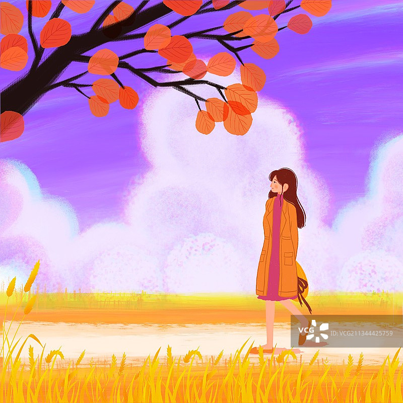 插画,节气,金秋,秋天,秋分,人物,壁纸专题,绘画插图,立秋图片素材