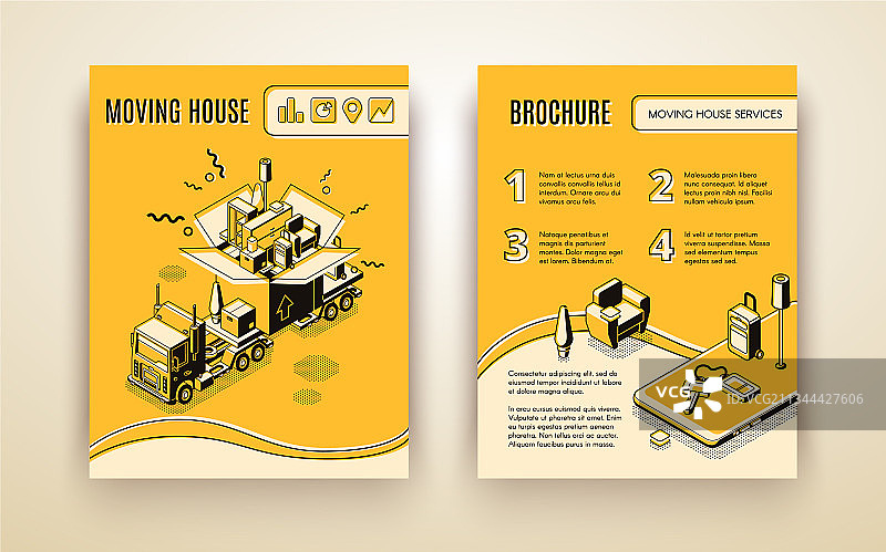 搬家服务2.5D广告宣传册图片素材
