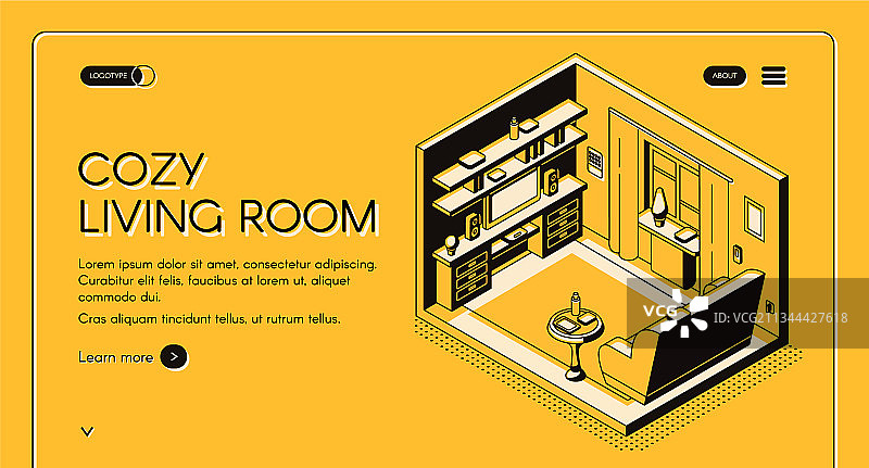 家居客厅内饰2.5D网页图片素材